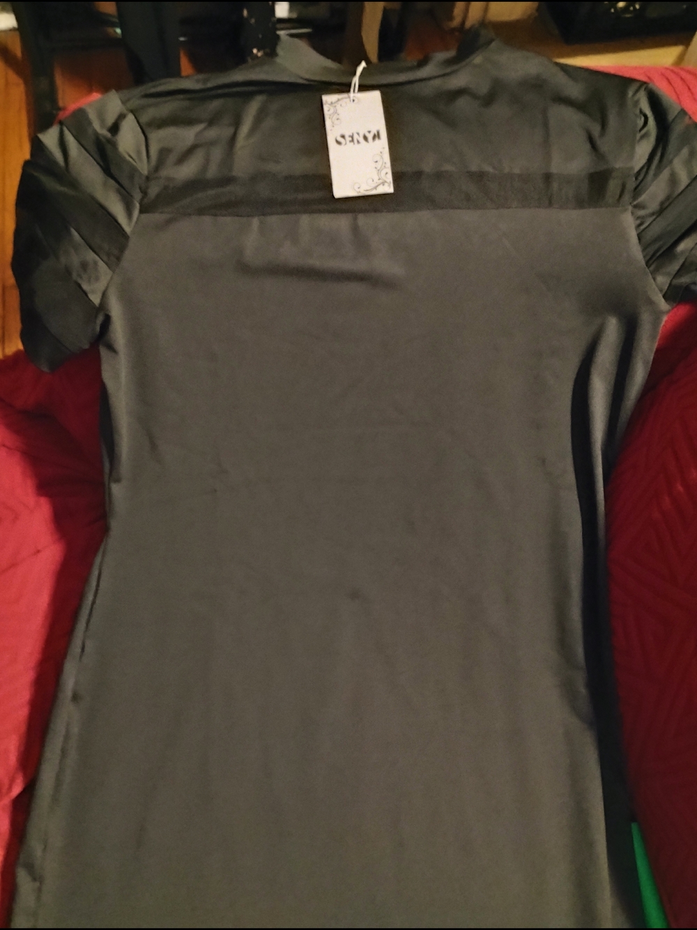 Black Sheer-Panel Bodycon Maxi Dress 22 p2p 57 inch long - Picture 7 of 8